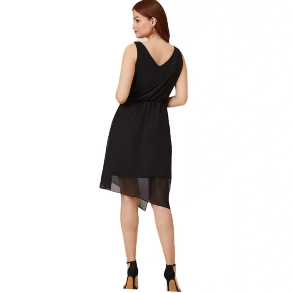 Adrianna Papell Asymmetrical Draped Flowing Dress in Black Size S - Picture 2 of 15